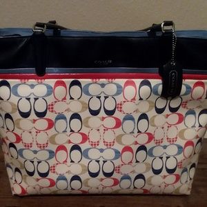 Coach Red, Beige, and Blue Bag